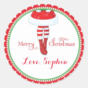 Sticker Rond Christmas Père Noël fille faveur goodie sac autoco