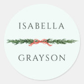 Sticker Rond Christmas Pine Border Mint Green (Devant)