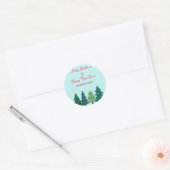 Sticker Rond Christmas Pine  Forest Tree Merry Christmas (Enveloppe)