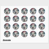 Sticker Rond Christmas Pit Bull Santa Puppy (Feuille)