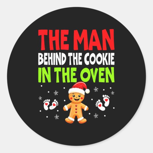Sticker Rond Christmas Pregnancy The Man Behind The Cookie In T (Devant)
