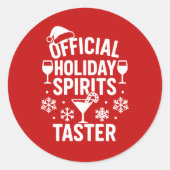 Sticker Rond Christmas quote funny party spirits taster red (Devant)