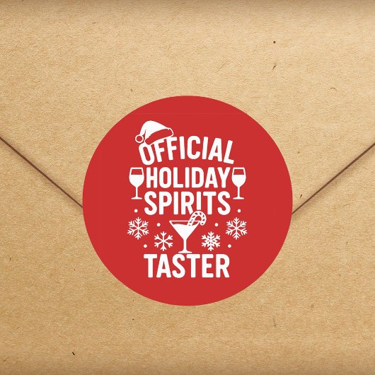 Sticker Rond Christmas quote funny party spirits taster red