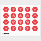 Sticker Rond Christmas Red and White Snowflake Winter Holidays (Feuille)