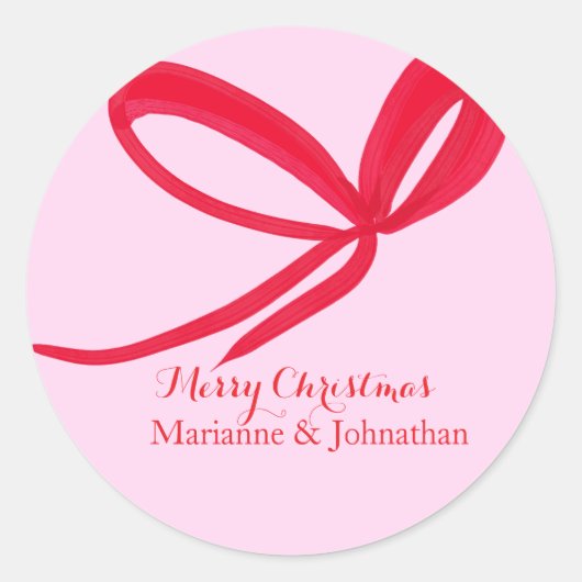 Sticker Rond Christmas Red Bows Hand Drawn (Devant)