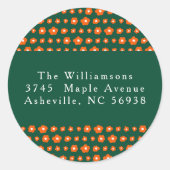 Sticker Rond Christmas Red Green Boho Flowers Retour Adresse (Devant)