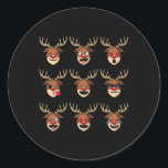 Sticker Rond Christmas Reindeer fait face à Fun Boys Girls Enfa<br><div class="desc">Christmas Reindeer fait face à Fun Boys Girls Enfants Noël</div>