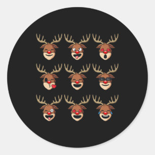 Sticker Rond Christmas Reindeer fait face à Fun Boys Girls Enfa