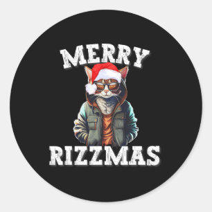 Sticker Rond Christmas Rizzler Cat W Rizz Meme Rizzler Avec