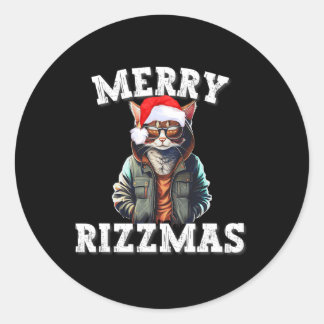 Sticker Rond Christmas Rizzler Cat W Rizz Meme Rizzler Avec