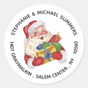 Sticker Rond Christmas Santa Watercolor Round Return Address