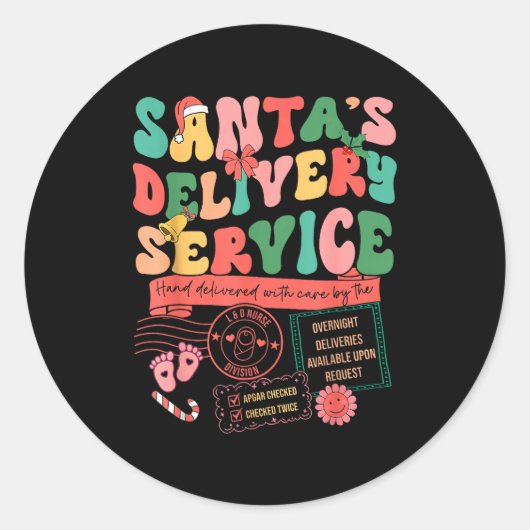 Sticker Rond Christmas Santa's Delivery Service L&d Labor D (Devant)