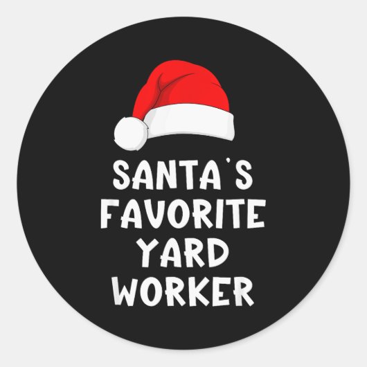 Sticker Rond Christmas Santa's Favorite Yard Worker Funny Pajam (Devant)