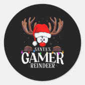 Sticker Rond Christmas Santa's Gamer Reindeer Matching X-mas  (Devant)