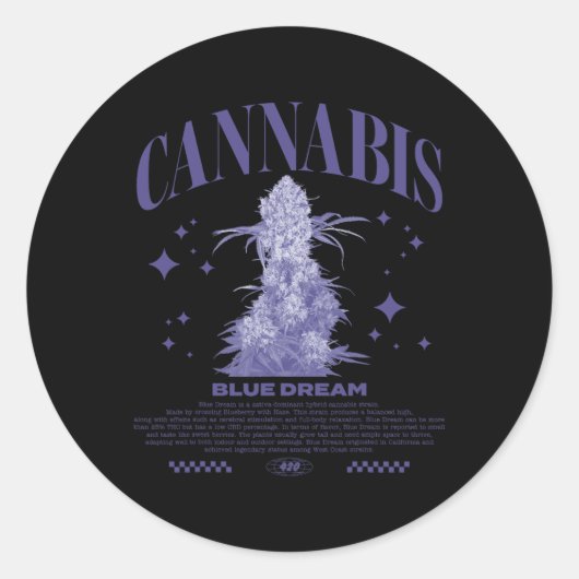 Sticker Rond Christmas Sativa Hybrid Strain Blue Dream  (Devant)