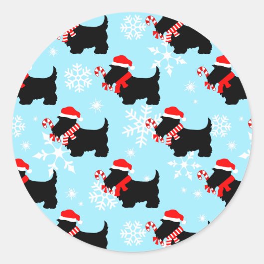 Sticker Rond Christmas Scottie Dogs Pattern (Devant)