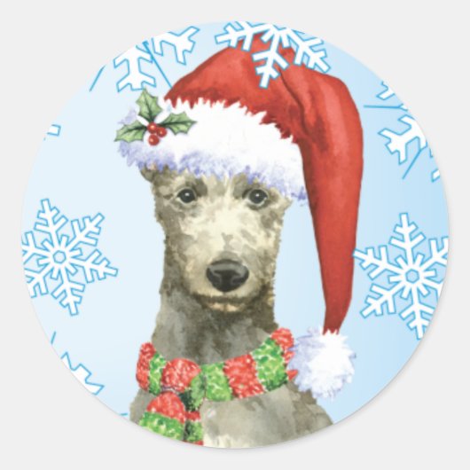 Sticker Rond Christmas Scottish Deerhound (Devant)