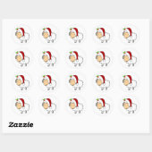 Sticker Rond Christmas Sheep Wearing A Santa Hat (Feuille)