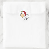 Sticker Rond Christmas Sheep Wearing A Santa Hat (Sac)