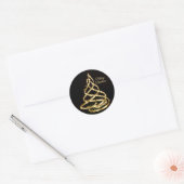 Sticker Rond Christmas Shiny Golden Ribbon Tree Sparkle Black (Enveloppe)