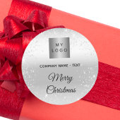 Sticker Rond Christmas silver glitter sparkles business logo