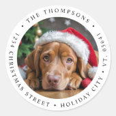 Sticker Rond Christmas Simple Photo Round Modern Return Adresse (Devant)