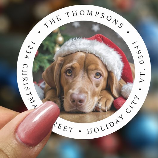 Sticker Rond Christmas Simple Photo Round Modern Return Adresse