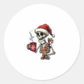Sticker Rond Christmas Skeleton Hot Chocolate Xmas Men Women Ki (Devant)