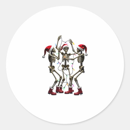 Sticker Rond Christmas Skeleton Santa Dancing Lights (1) (Devant)