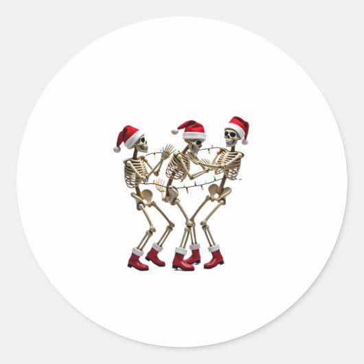 Sticker Rond Christmas Skeleton Santa Dancing Lights (2) (Devant)