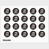 Sticker Rond Christmas Skeleton With Smiling Skull Drinking Cof (Feuille)