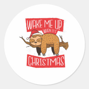 Sticker Rond Christmas Sloth Funny Lazy Xmas Sloth Lover Cadeau