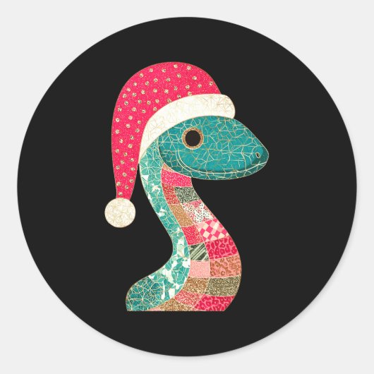 Sticker Rond Christmas Snake Santa Hat Holiday Fun Premium Tri- (Devant)