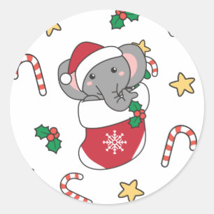 Sticker Rond Christmas Snow Winter Animals Classic