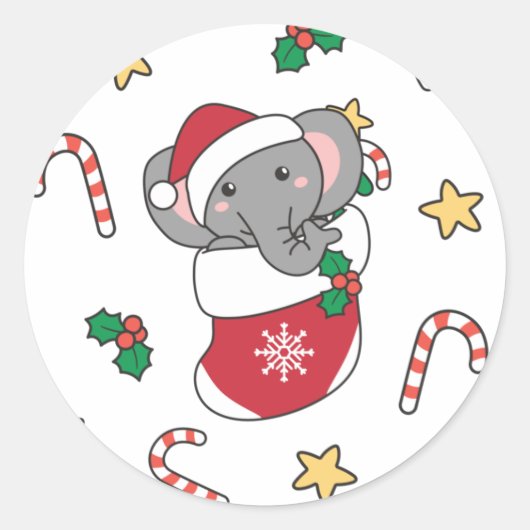 Sticker Rond Christmas Snow Winter Animals Classic (Devant)