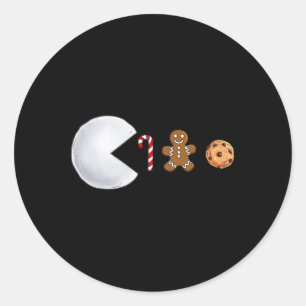 Sticker Rond Christmas Snowball Mange Sucre de canne Gingerbrea