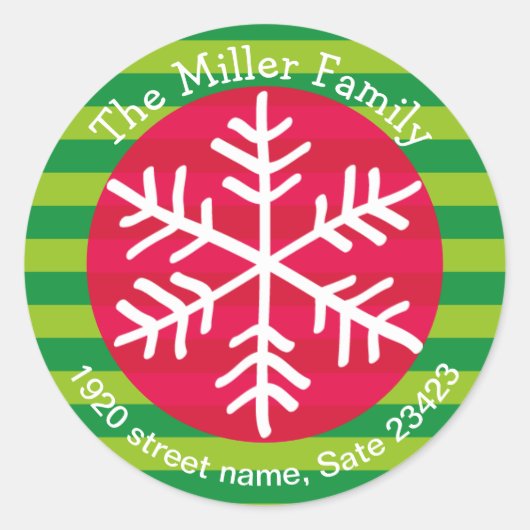 Sticker Rond Christmas Snowflake Adresse de retour (Devant)