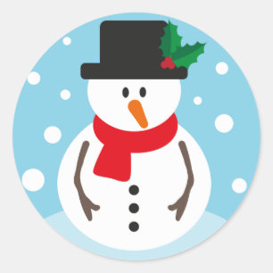 Sticker Rond Christmas Snowman