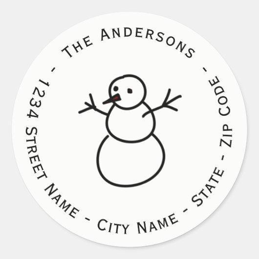 Sticker Rond Christmas Snowman Adresse de retour (Devant)