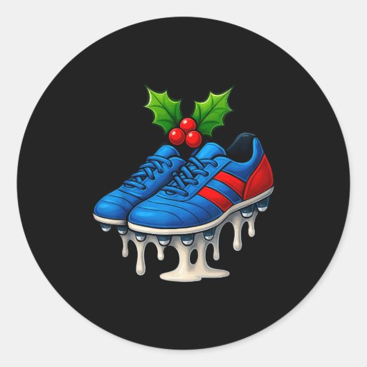 Sticker Rond Christmas Soccer Cleats Ice Cream Drip Xmas (Devant)