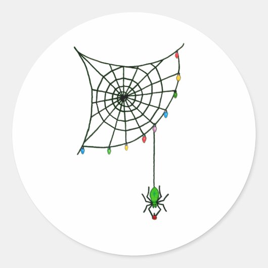 Sticker Rond Christmas Spider Web Lights Goth Holiday (Devant)
