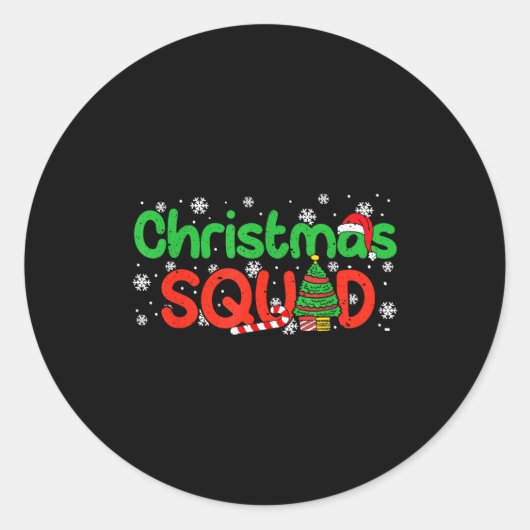Sticker Rond Christmas Squad Santa Dabbing Elf Family Matching  (Devant)
