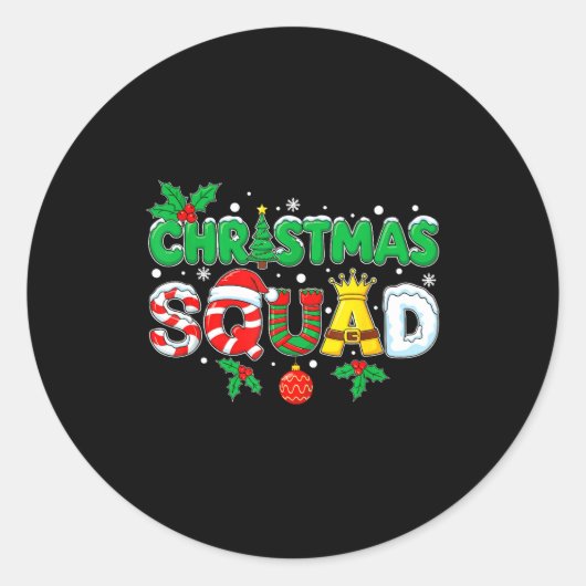 Sticker Rond Christmas Squad Santa Dabbing Elf Family Matching  (Devant)