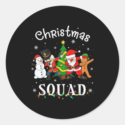 Sticker Rond Christmas Squad Santa Dabbing Elf Family Matching (Devant)