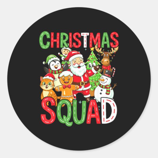 Sticker Rond Christmas Squad Santa Family Matching Xmas  (Devant)