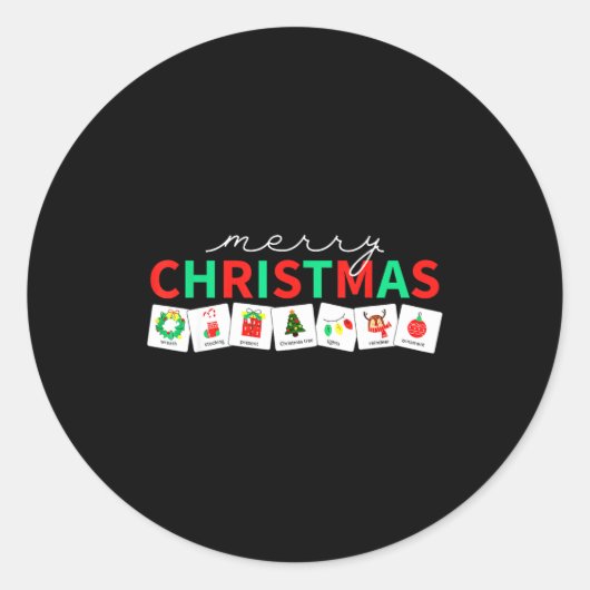 Sticker Rond Christmas Symbols Special Education Teacher Speech (Devant)