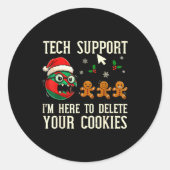 Sticker Rond Christmas Tech Suprt Here To Delete Cookies It Men (Devant)