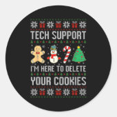 Sticker Rond Christmas Tech Suprt Here To Delete Cookies Xmas M (Devant)