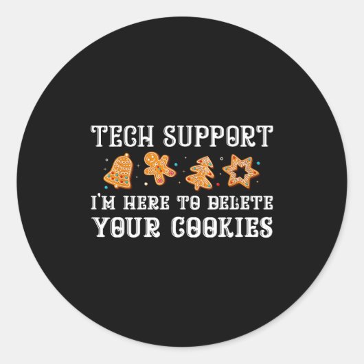 Sticker Rond Christmas Tech Suprt Here To Delete Cookies Xmas M (Devant)