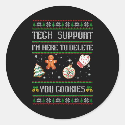 Sticker Rond Christmas Tech Suprt Here To Delete Cookies Xmas M (Devant)